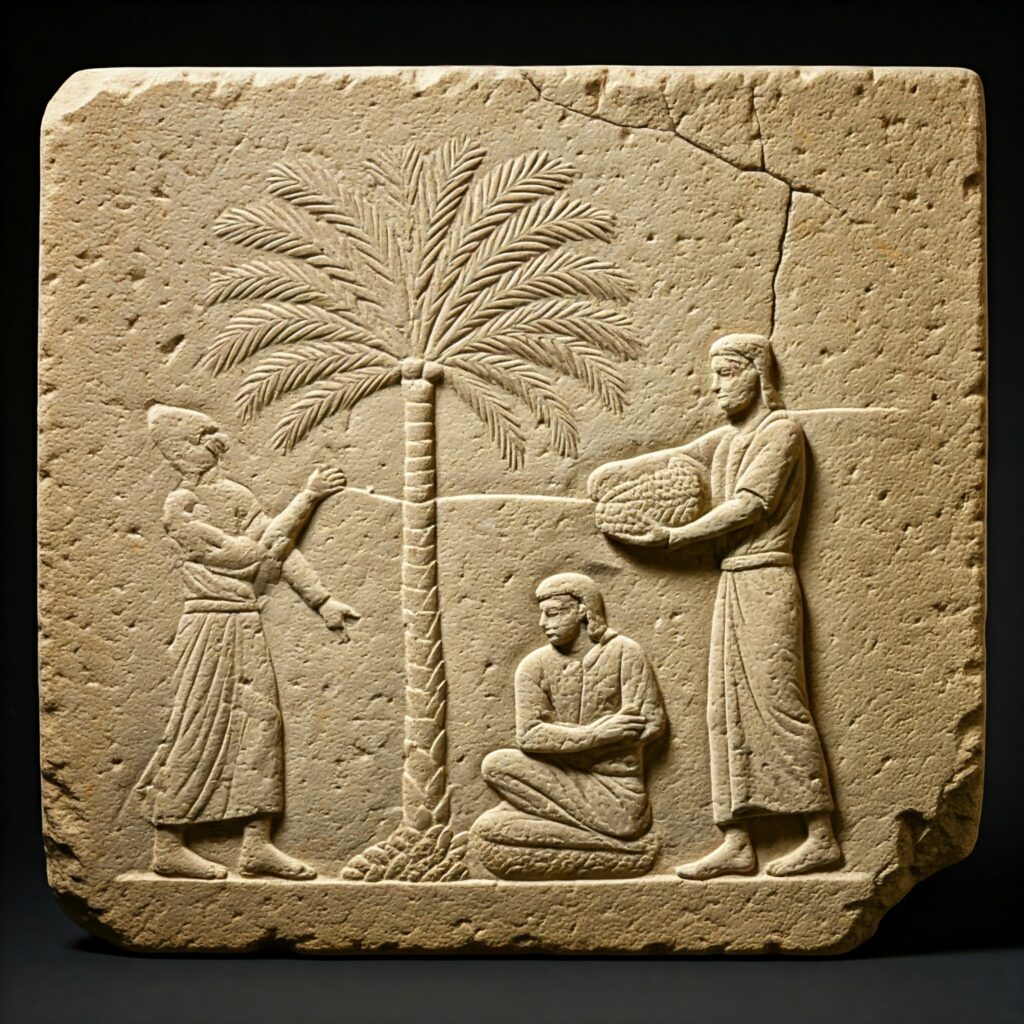 تاریخچه خرما، کتیبه تاریخی از خرما
